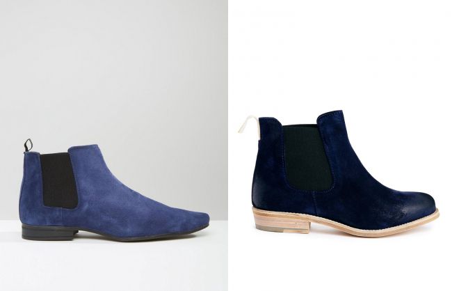 синие замшевые ботинки челси