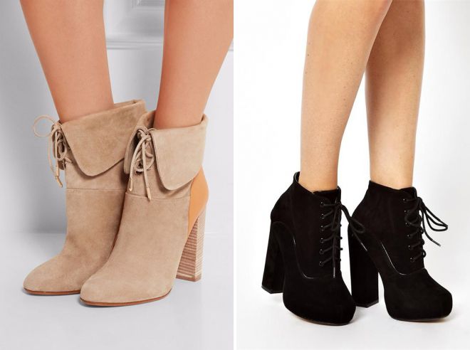 женские замшевые ботинки на каблуке