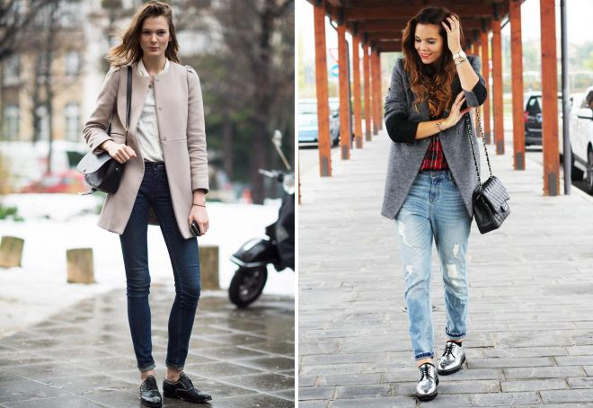 женские оксфорды с джинсами