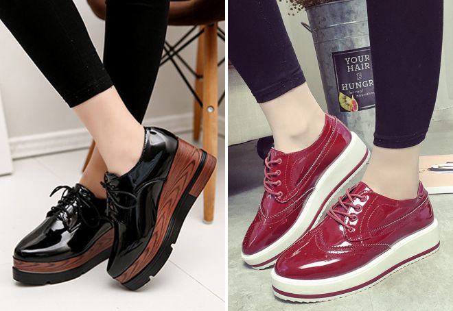 женские оксфорды на платформе