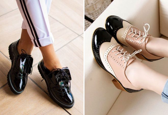 женские лакированные оксфорды