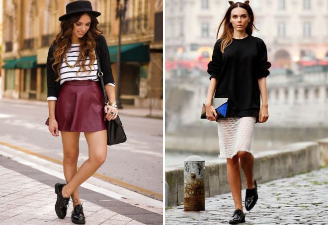 женские оксфорды с юбкой