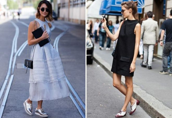 женские оксфорды с платьем