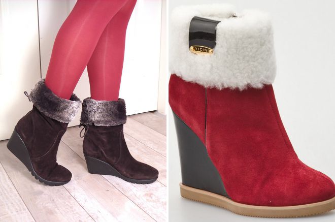 замшевые ботинки на танкетке