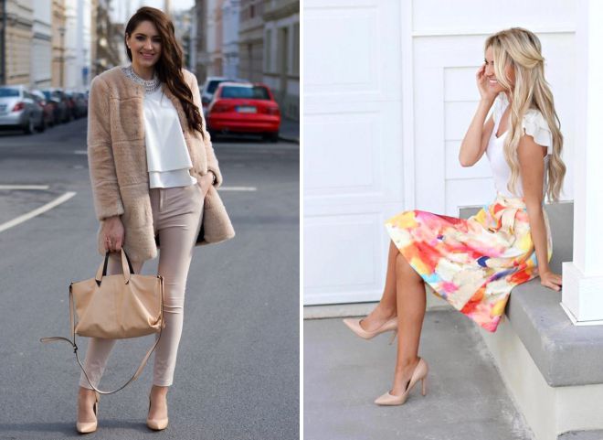 с чем носить бежевые лодочки