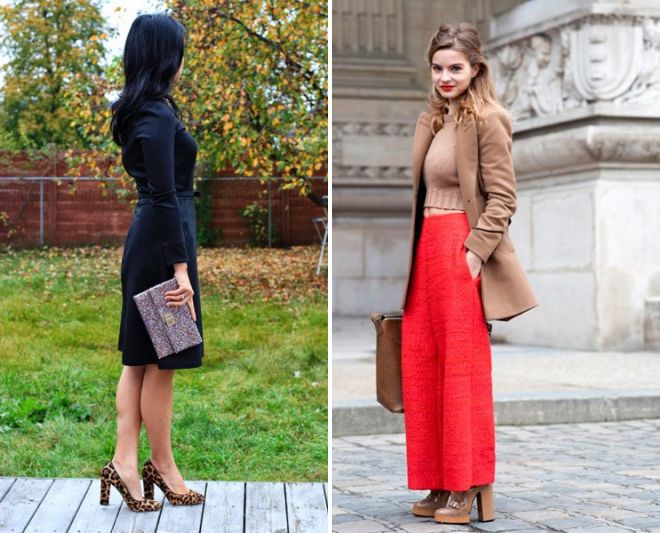 с чем носить туфли лодочки на толстом каблуке