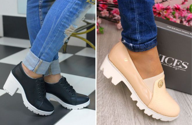 красивые туфли на тракторной подошве