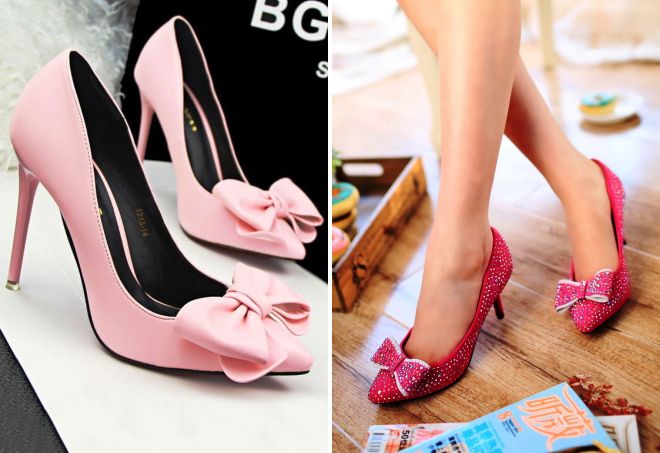розовые туфли с бантом