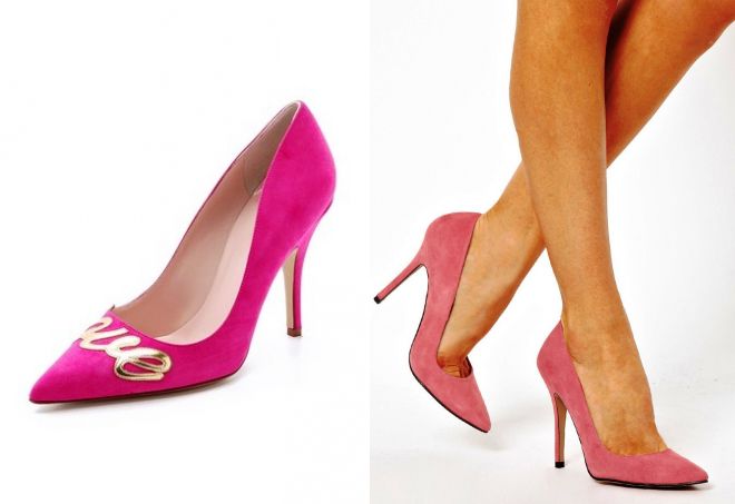 розовые замшевые туфли