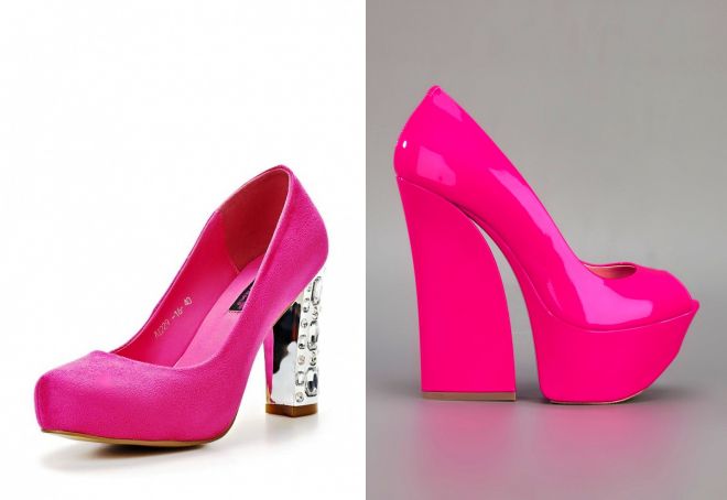розовые туфли на толстом каблуке