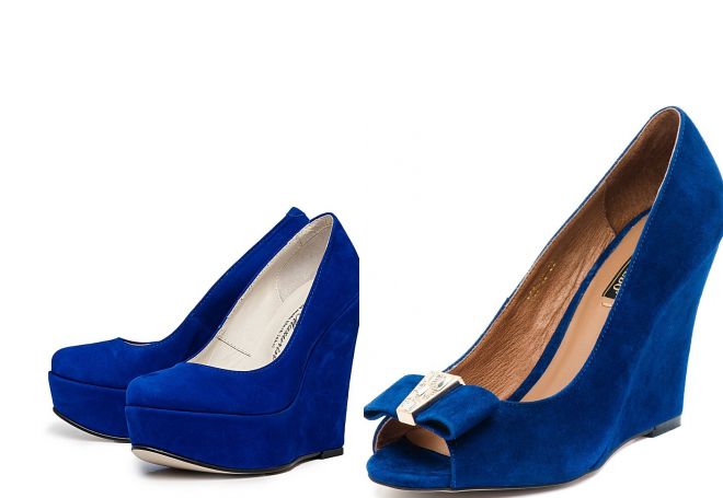 синие замшевые туфли