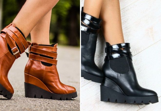 осенние ботинки 2017 на танкетке осенние ботинки 2017 на танкетке