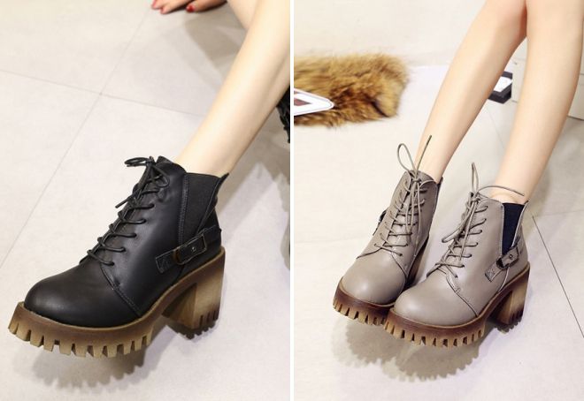 ботильоны на толстом каблуке и тракторной подошве