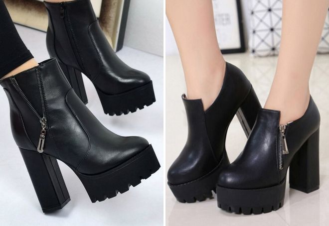 ботильоны на платформе и толстом каблуке