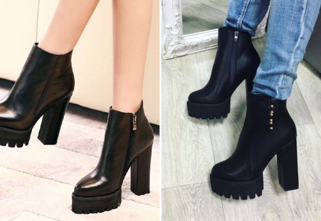ботильоны на высоком толстом каблуке