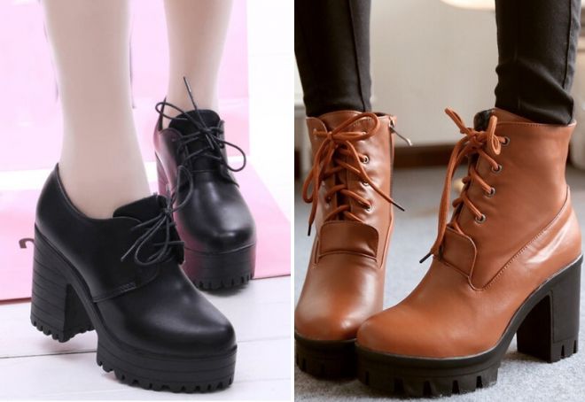 ботильоны на толстом невысоком каблуке