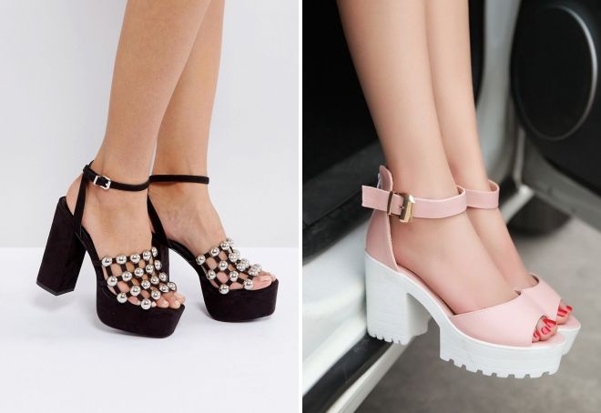 босоножки на каблуке и платформе 2017