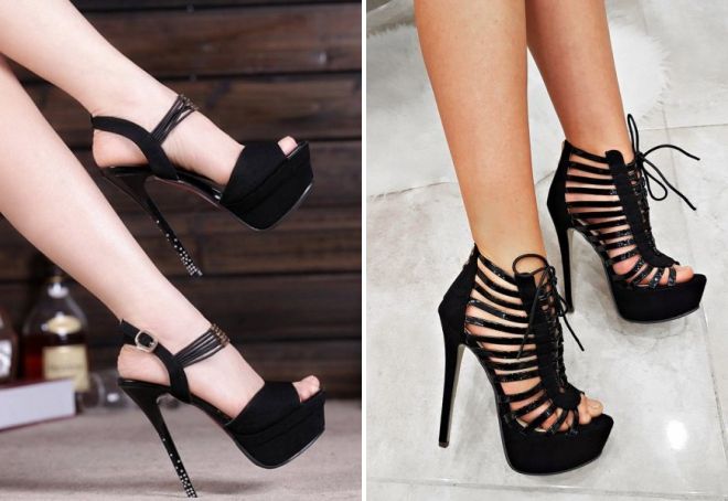черные босоножки на каблуке 2017