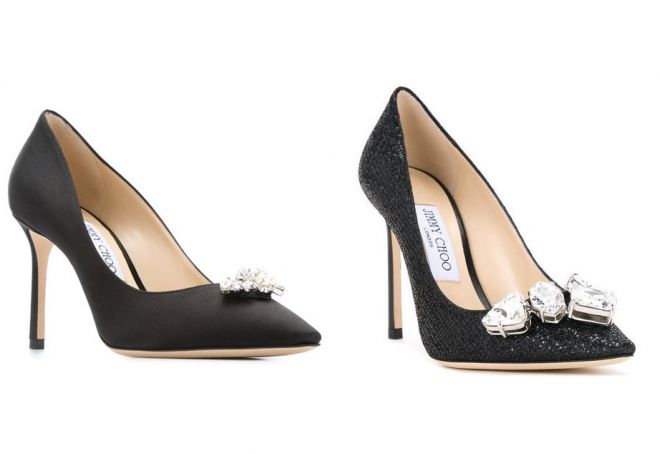 черные туфли лодочки со стразами