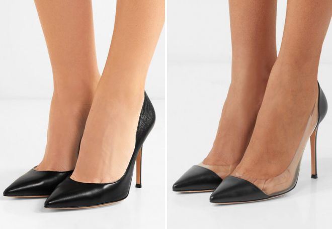 черные туфли лодочки на высоком каблуке