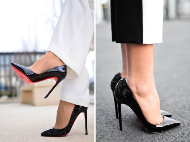 черные лаковые туфли лодочки