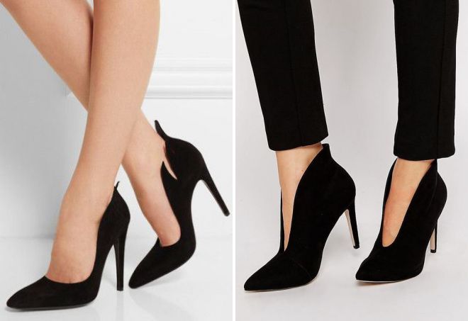 черные замшевые туфли лодочки