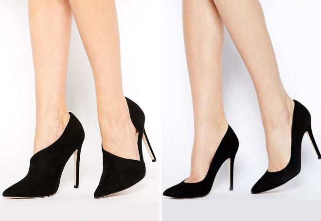 черные туфли лодочки замша