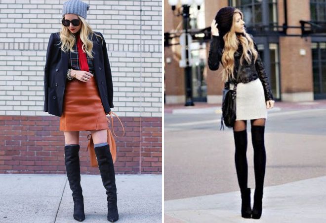 замшевые ботфорты с короткой юбкой