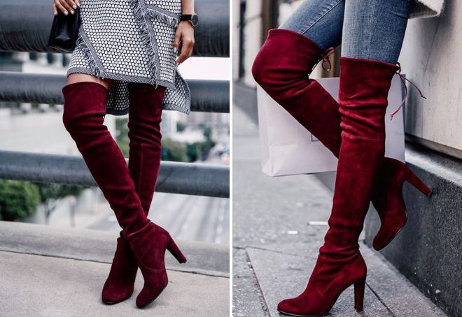 высокие замшевые ботфорты