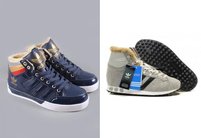 женские зимние кроссовки адидас с мехом