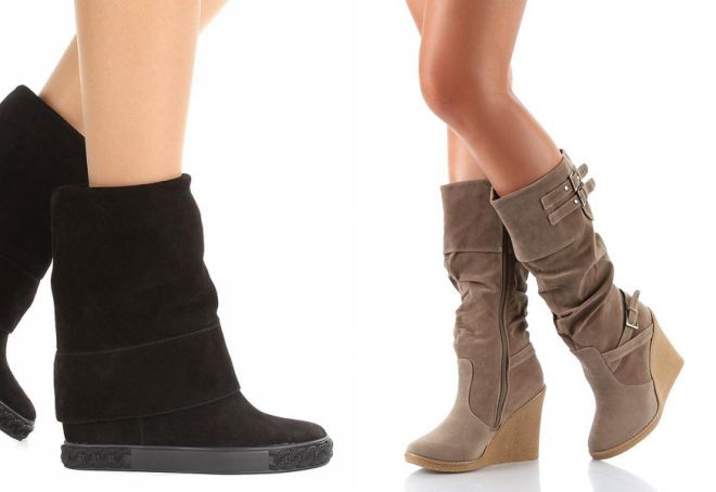 короткие сапоги на танкетке