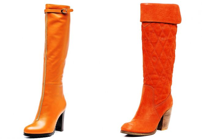 рыжие сапоги на толстом каблуке рыжие сапоги на толстом каблуке