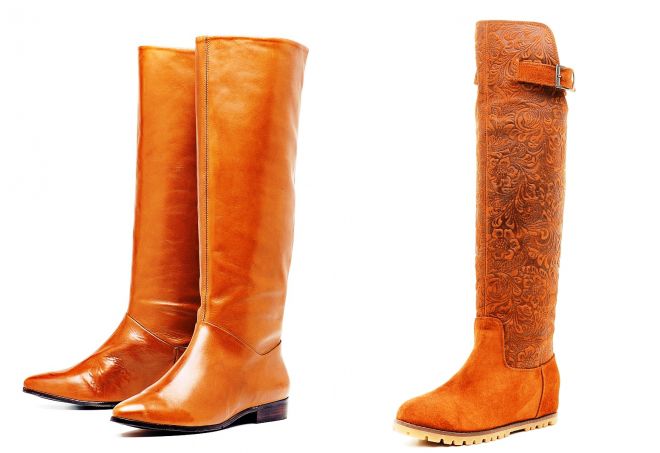 женские рыжие сапоги без каблука женские рыжие сапоги без каблука