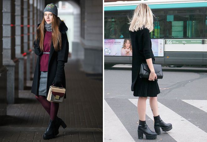 сапоги на тракторной подошве с юбкой