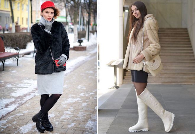 сапоги на тракторной подошве с шубой