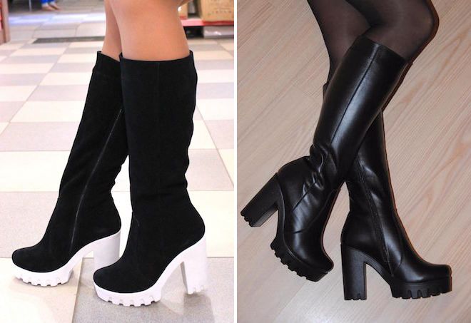 женские сапоги на тракторной подошве