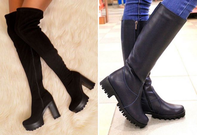 модные сапоги на тракторной подошве