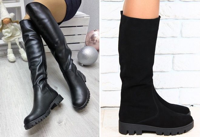 сапоги на тракторной подошве без каблука