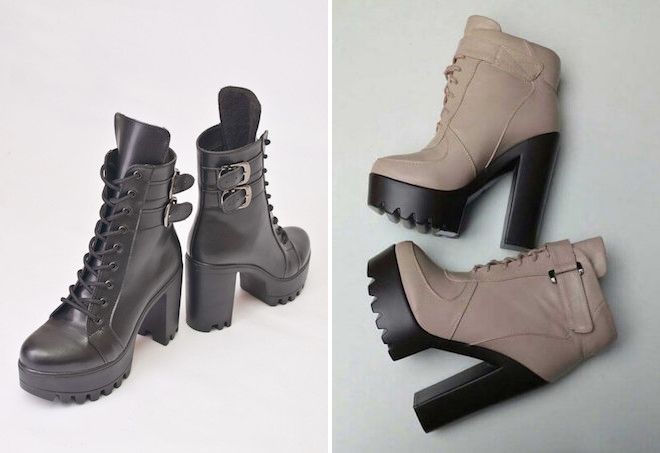 сапоги на тракторной подошве со шнурками