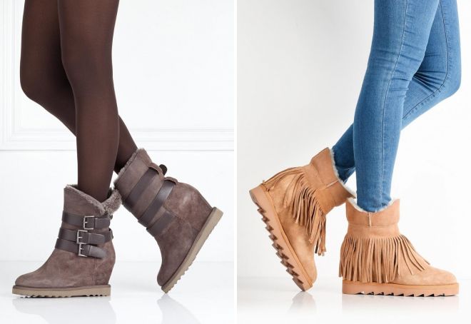 зимние угги на танкетке