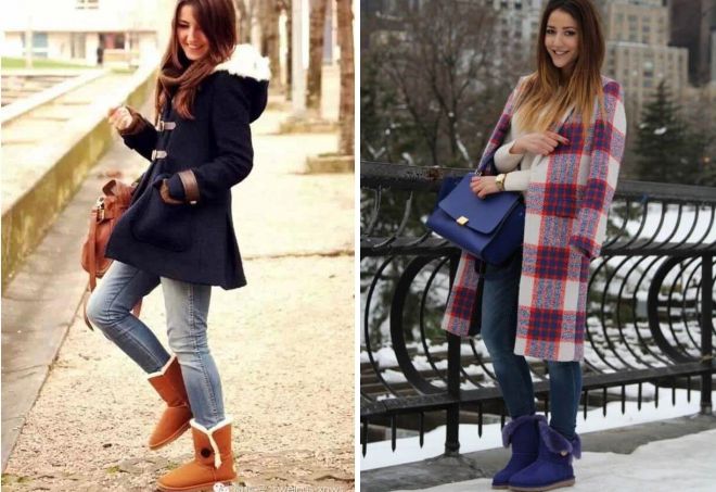 зимние угги с пальто