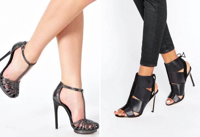 черные босоножки на каблуке