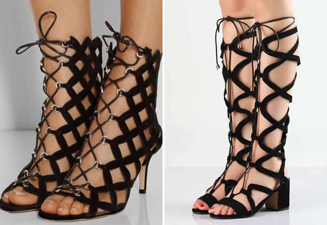 босоножки на шнуровке на каблуке