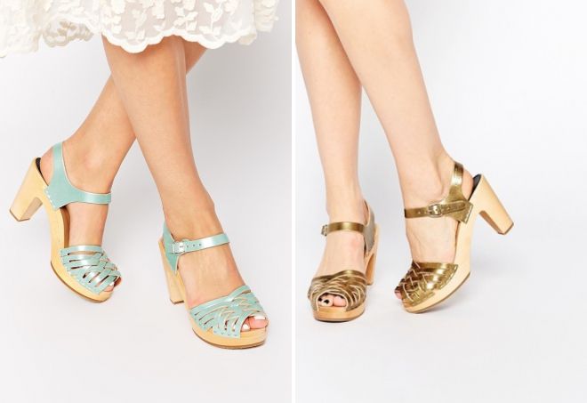 плетеные босоножки на каблуке