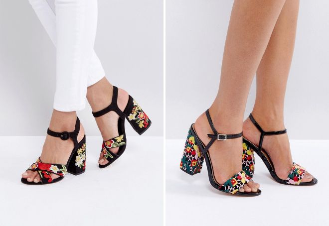 босоножки на каблуке с вышивкой