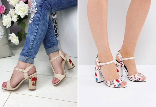 открытые босоножки на каблуке