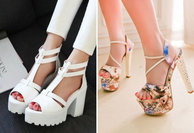 босоножки на каблуке и платформе
