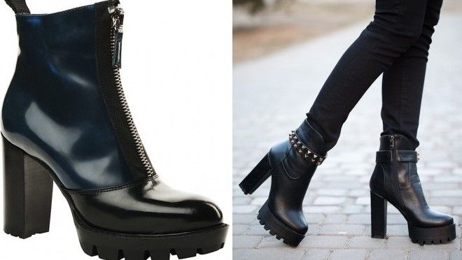 ботинки на высоком тракторном каблуке