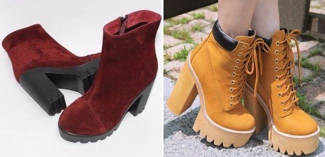 замшевые ботинки на тракторной подошве