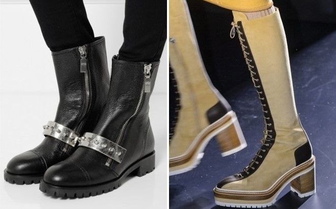 высокие ботинки на тракторной подошве 2017